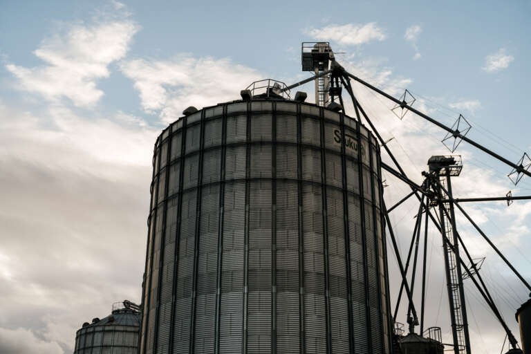 Looking up at the top of a silo